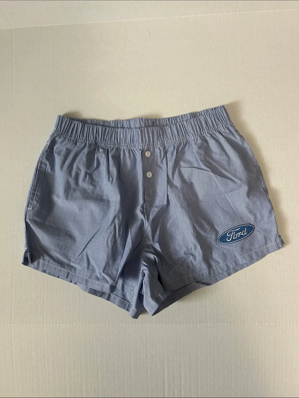 Ford Women's Blue Pinstripe Casual Lounge Shorts